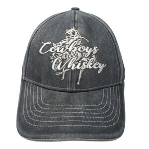 Cowboys & Whiskey Snapback Hat Gray One Size Adjustable Embroidered Cowgirl